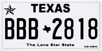 TX license plate BBB2818