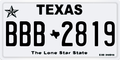 TX license plate BBB2819