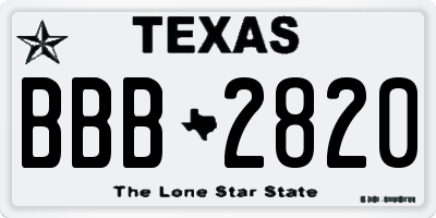 TX license plate BBB2820
