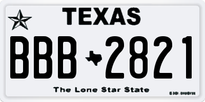 TX license plate BBB2821