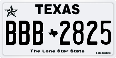 TX license plate BBB2825