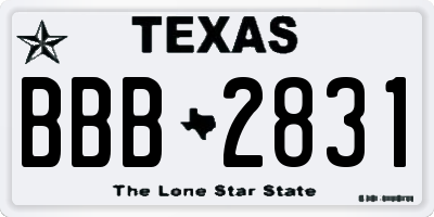 TX license plate BBB2831