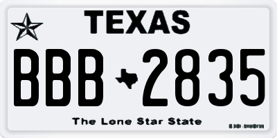 TX license plate BBB2835