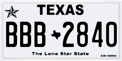 TX license plate BBB2840