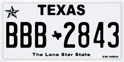 TX license plate BBB2843