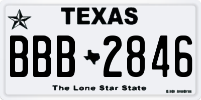 TX license plate BBB2846