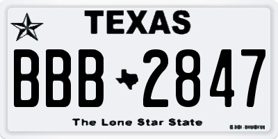 TX license plate BBB2847