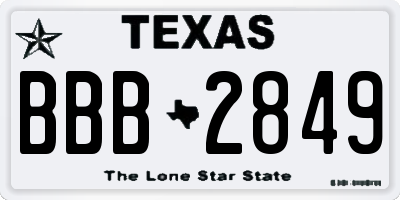 TX license plate BBB2849