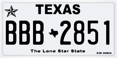 TX license plate BBB2851