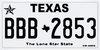 TX license plate BBB2853