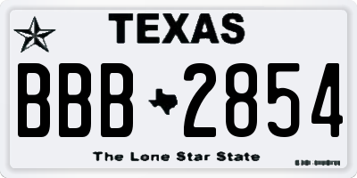 TX license plate BBB2854