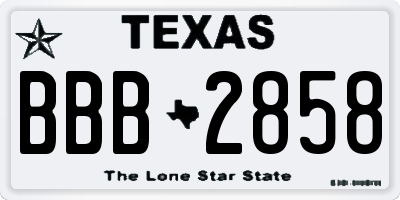 TX license plate BBB2858