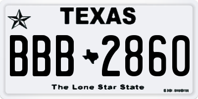 TX license plate BBB2860