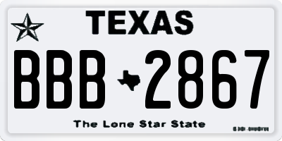 TX license plate BBB2867