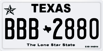 TX license plate BBB2880