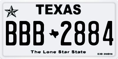 TX license plate BBB2884