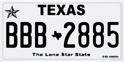 TX license plate BBB2885