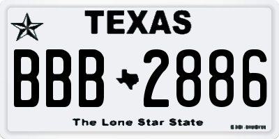 TX license plate BBB2886