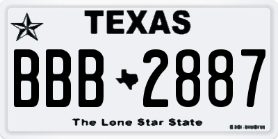 TX license plate BBB2887