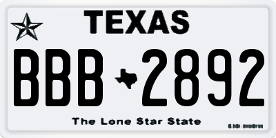 TX license plate BBB2892