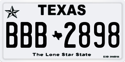 TX license plate BBB2898