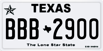 TX license plate BBB2900