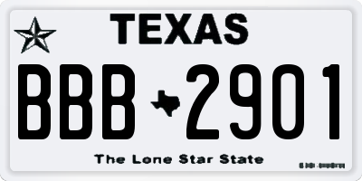 TX license plate BBB2901