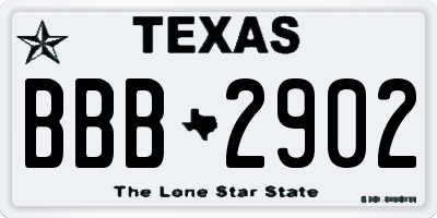 TX license plate BBB2902