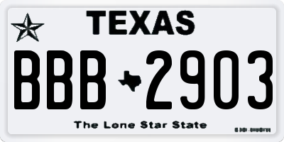 TX license plate BBB2903