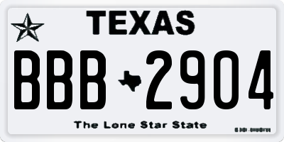 TX license plate BBB2904