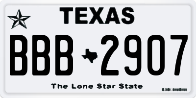 TX license plate BBB2907