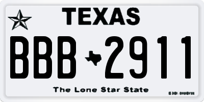 TX license plate BBB2911