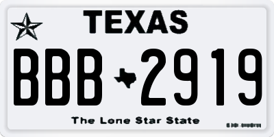 TX license plate BBB2919