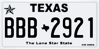 TX license plate BBB2921