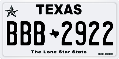 TX license plate BBB2922