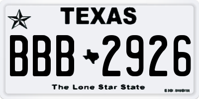 TX license plate BBB2926