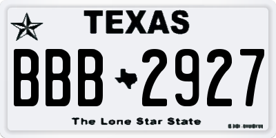 TX license plate BBB2927