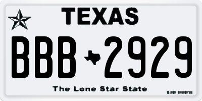 TX license plate BBB2929