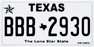 TX license plate BBB2930