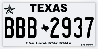 TX license plate BBB2937