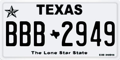 TX license plate BBB2949