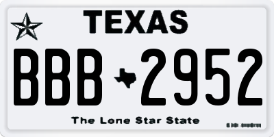 TX license plate BBB2952