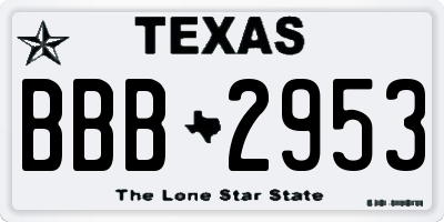 TX license plate BBB2953