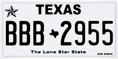 TX license plate BBB2955