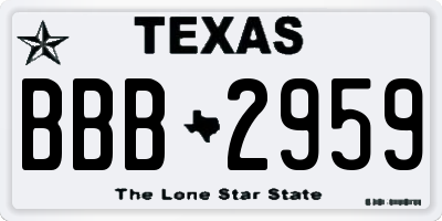 TX license plate BBB2959