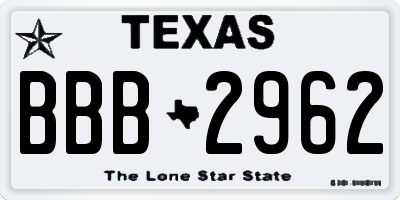 TX license plate BBB2962