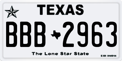 TX license plate BBB2963