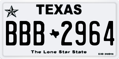 TX license plate BBB2964