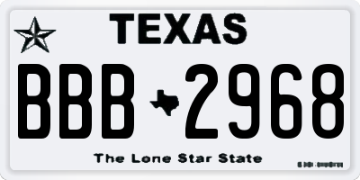 TX license plate BBB2968