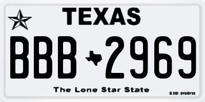 TX license plate BBB2969